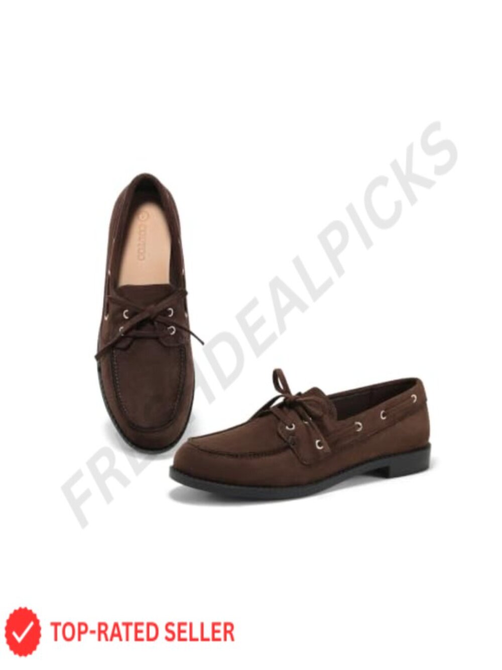 Faux Suede Slip On Loafers Womens Lace Up Closed Toe Boat Shoes Comfortable